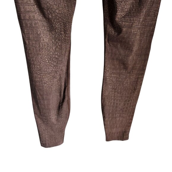 Varley Pants Brown Tan Medium Women's Luna Leggings Animal Alligator Print - Picture 6 of 8
